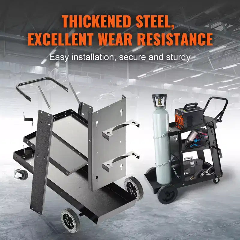 VEVOR VEVOR Welding Cart, 3-Tier Welder Cart Heavy Duty with 400 Lbs Weight Capacity, 360 Swivel Wheels, Rolling MIG Welder Cart