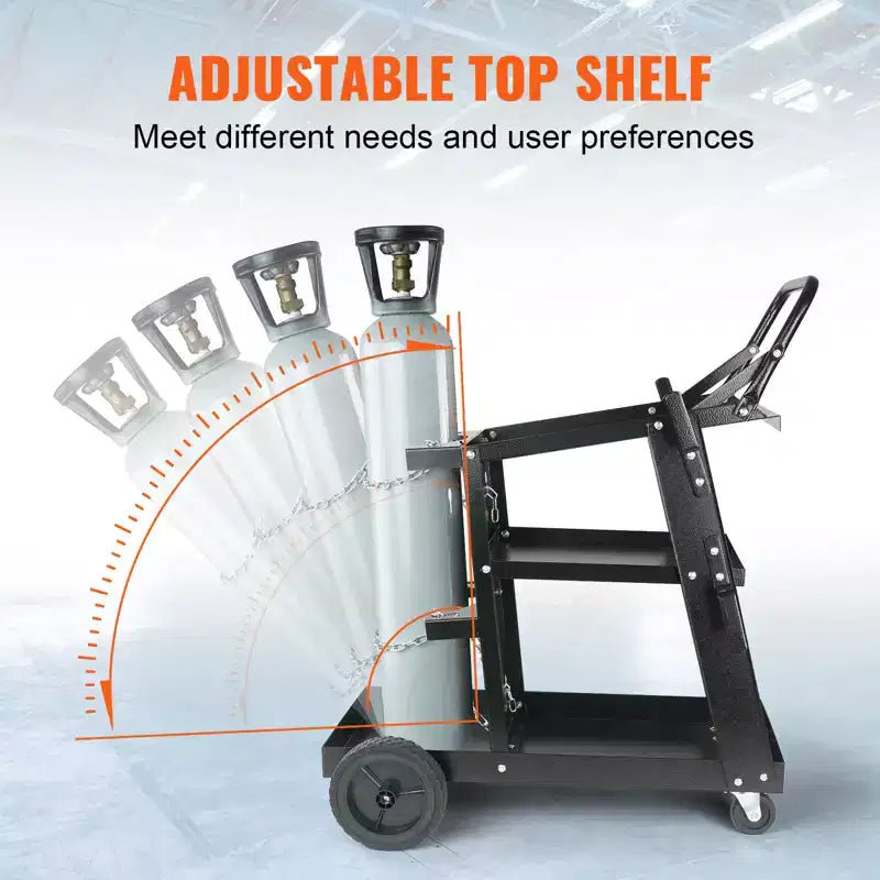 VEVOR VEVOR Welding Cart, 3-Tier Welder Cart Heavy Duty with 400 Lbs Weight Capacity, 360 Swivel Wheels, Rolling MIG Welder Cart