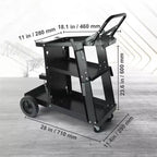 Carrello per saldatura resistente a 3 ripiani con capacità di 180 kg e ruote girevoli a 360°