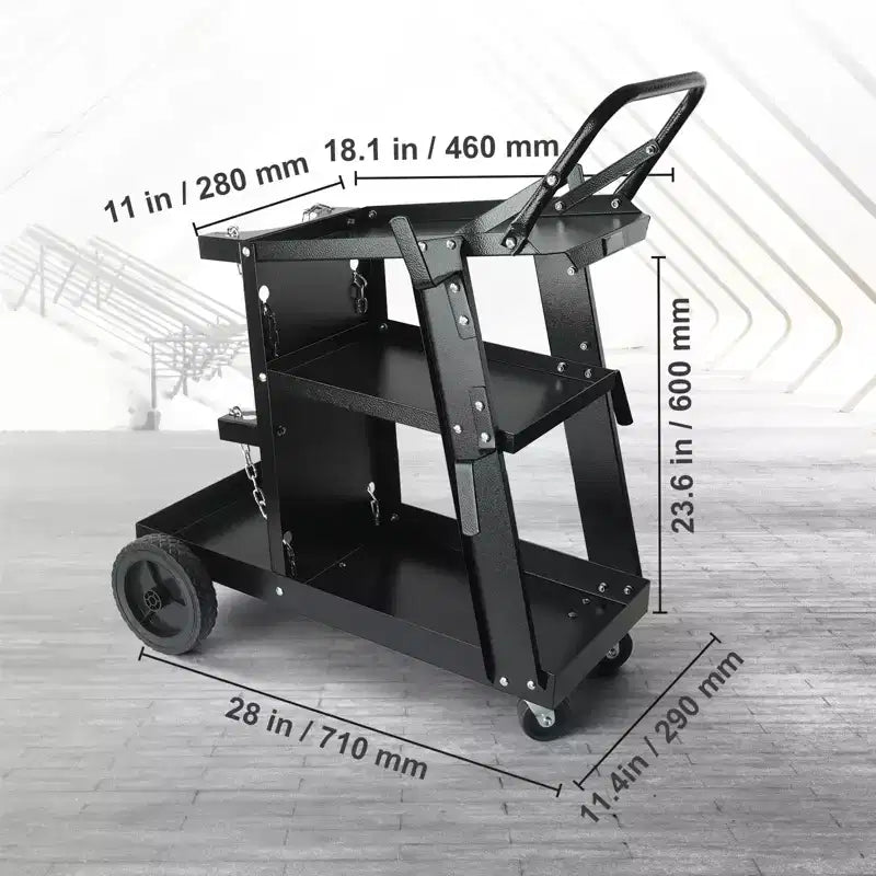VEVOR VEVOR Welding Cart, 3-Tier Welder Cart Heavy Duty with 400 Lbs Weight Capacity, 360 Swivel Wheels, Rolling MIG Welder Cart