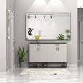 Black?Frame Oversized Modern Bathroom Mirror: Aluminum, Wall Mounted, Vertical/Horizontal