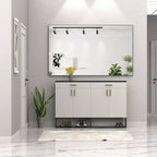 Black?Frame Oversized Modern Bathroom Mirror: Aluminum, Wall Mounted, Vertical/Horizontal