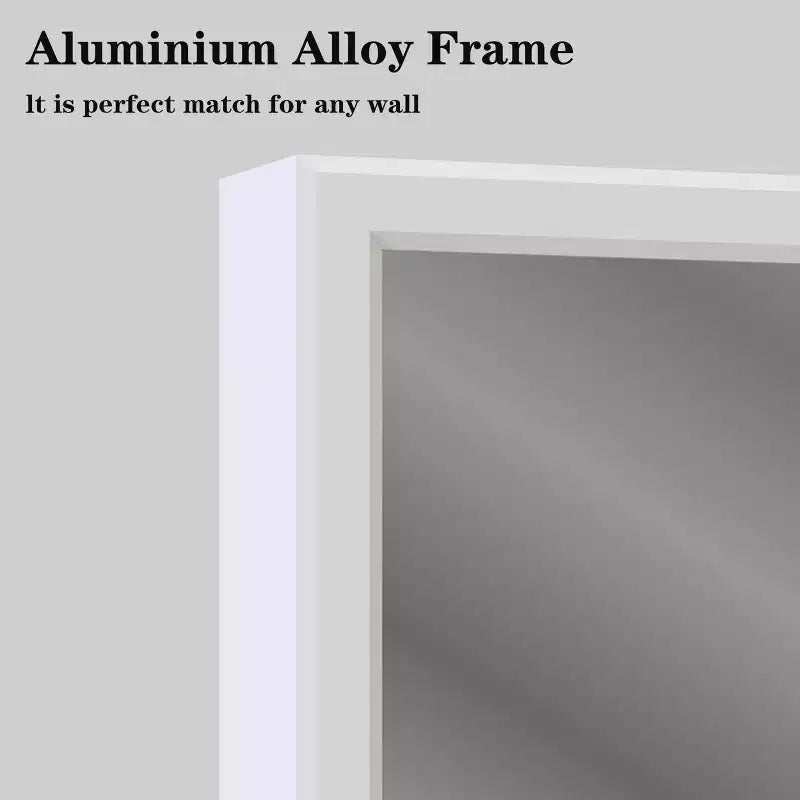 Modern White Frame Bathroom Mirror: Oversized, Aluminum, Wall Mounted, Vertical/Horizontal