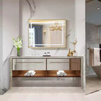 Specchio da bagno a LED con bordo smussato: illuminazione sfumata 3000-6000K, illuminazione su due lati, 3 modalità colore, anti-appannamento IP54, montaggio a parete