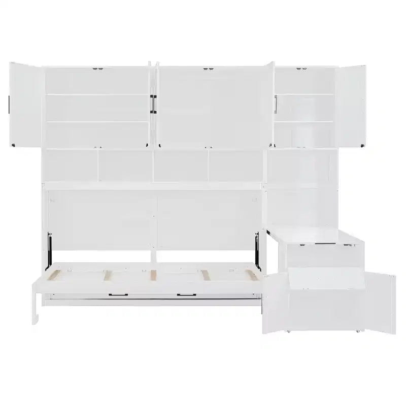Whisen Twin Size Murphy Bed Wall Bed with Closet , Drawers & Desk