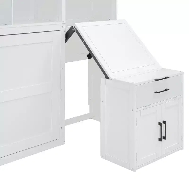 Whisen Twin Size Murphy Bed Wall Bed with Closet , Drawers & Desk