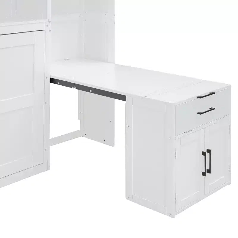 Whisen Twin Size Murphy Bed Wall Bed with Closet , Drawers & Desk