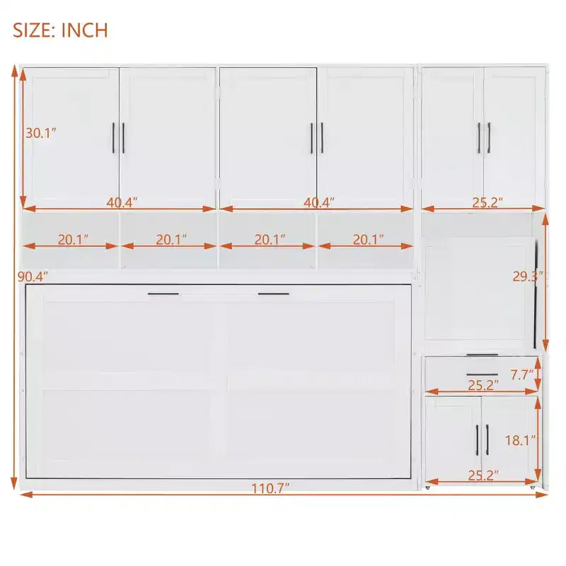 Whisen Twin Size Murphy Bed Wall Bed with Closet , Drawers & Desk