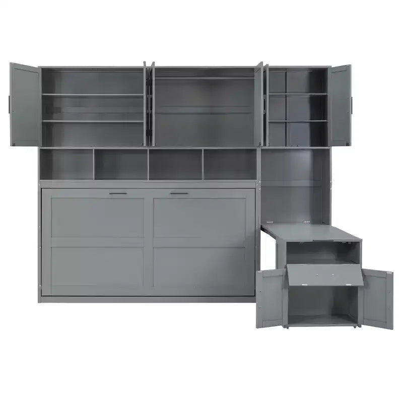 Whisen Twin Size Murphy Bed Wall Bed with Closet , Drawers & Desk