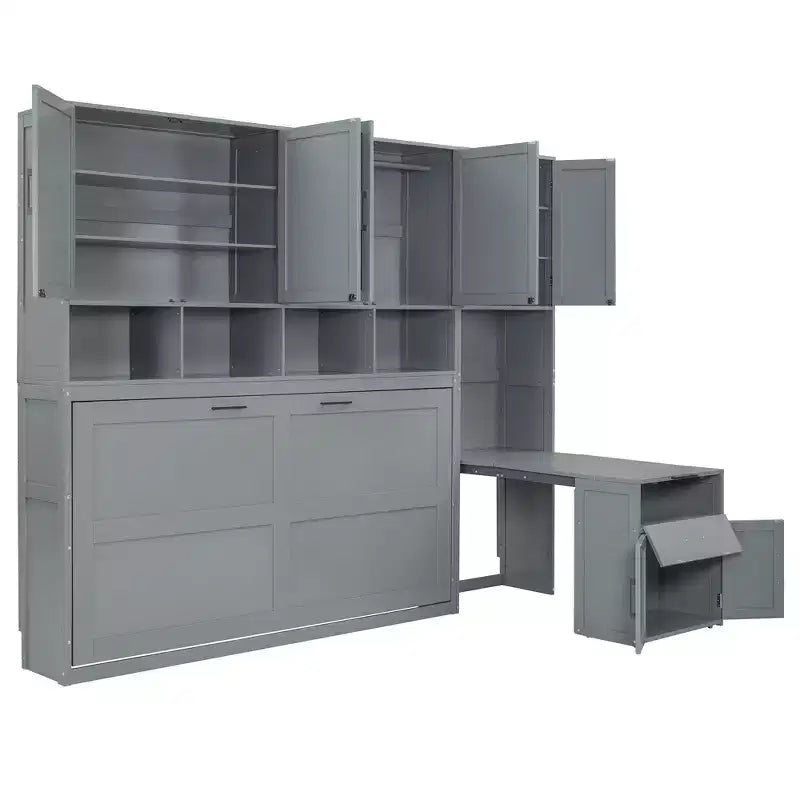 Whisen Twin Size Murphy Bed Wall Bed with Closet , Drawers & Desk