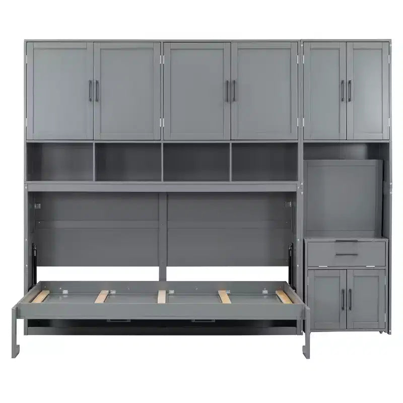 Whisen Twin Size Murphy Bed Wall Bed with Closet , Drawers & Desk