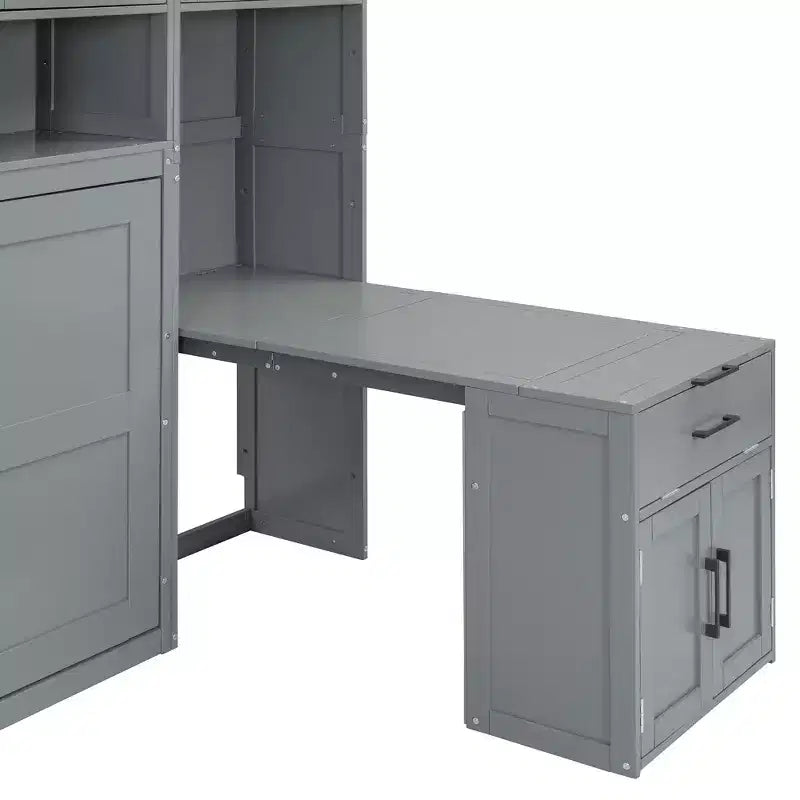 Whisen Twin Size Murphy Bed Wall Bed with Closet , Drawers & Desk