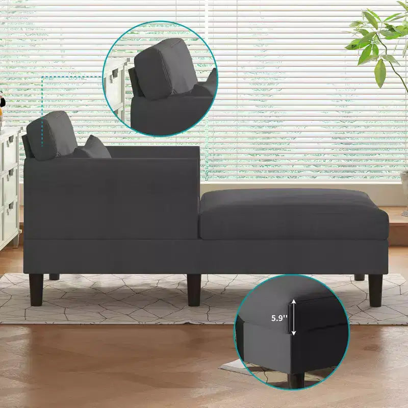 Mjkone 37'' Ice Velvet Chaise Lounge Sofa Couch