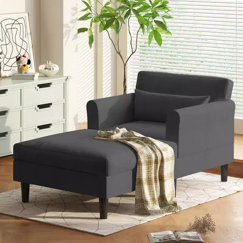 Mjkone 37'' Ice Velvet Chaise Lounge Sofa Couch