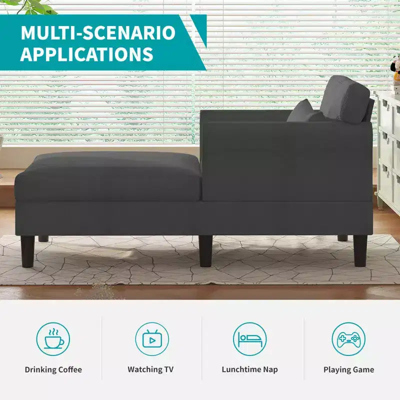 Mjkone 37'' Ice Velvet Chaise Lounge Sofa Couch
