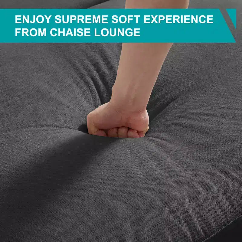 Mjkone 37'' Ice Velvet Chaise Lounge Sofa Couch