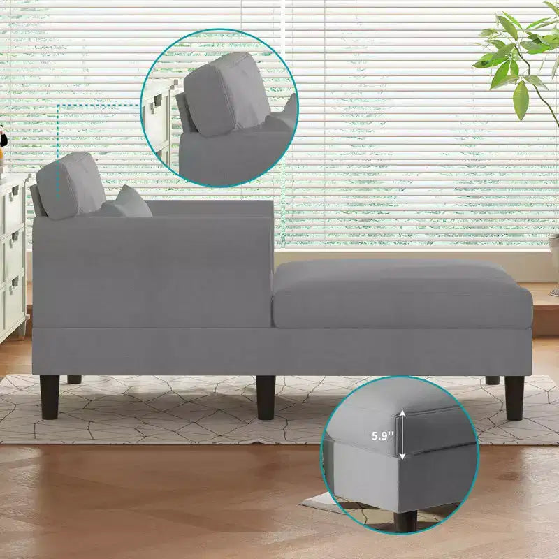 Mjkone 37'' Ice Velvet Chaise Lounge Sofa Couch