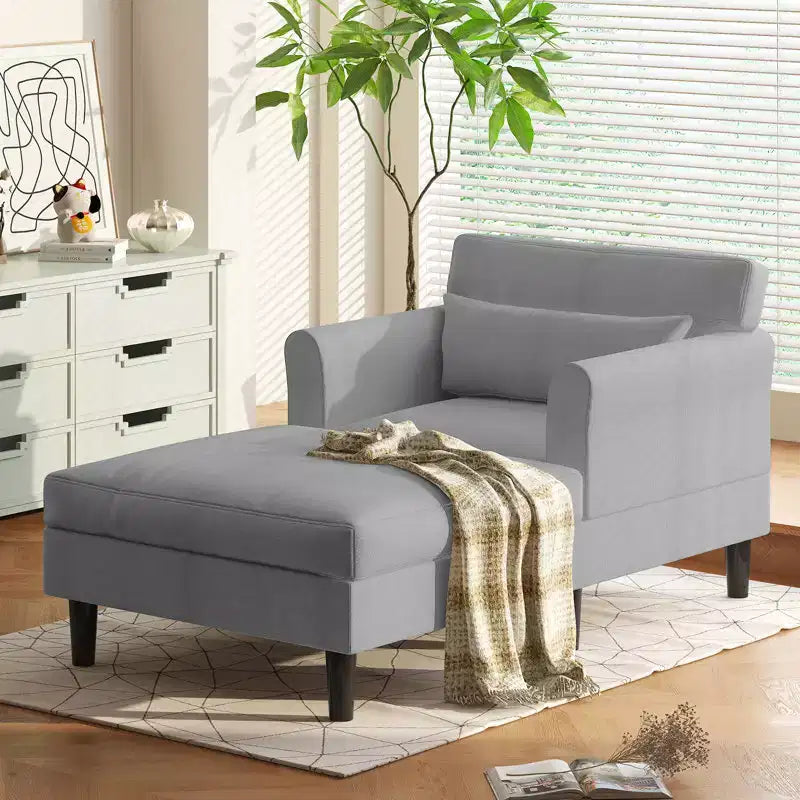 Mjkone 37'' Ice Velvet Chaise Lounge Sofa Couch