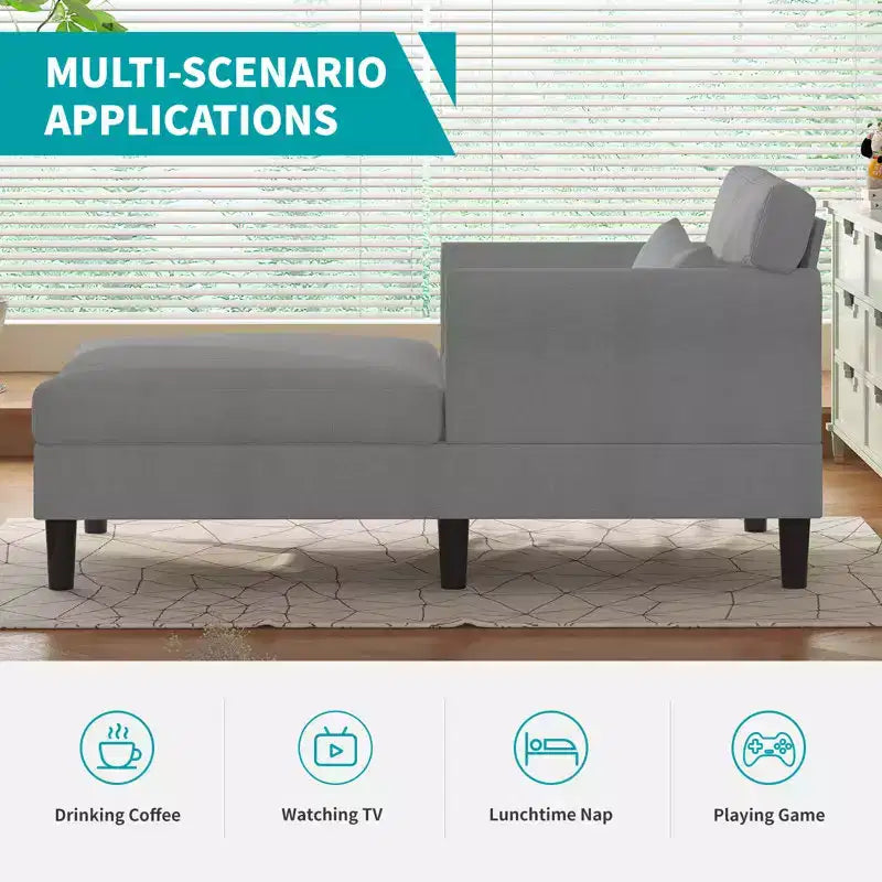 Mjkone 37'' Ice Velvet Chaise Lounge Sofa Couch