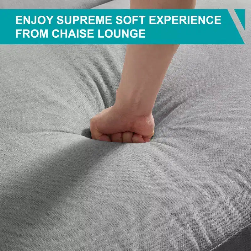 Mjkone 37'' Ice Velvet Chaise Lounge Sofa Couch