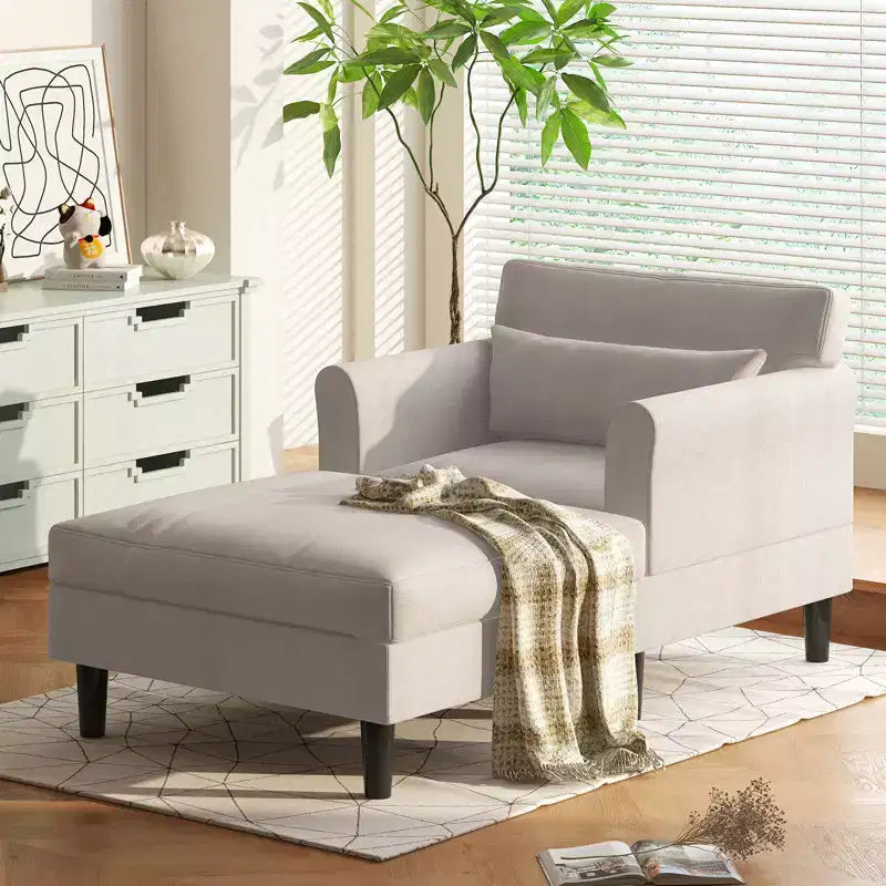 Mjkone 37'' Ice Velvet Chaise Lounge Sofa Couch