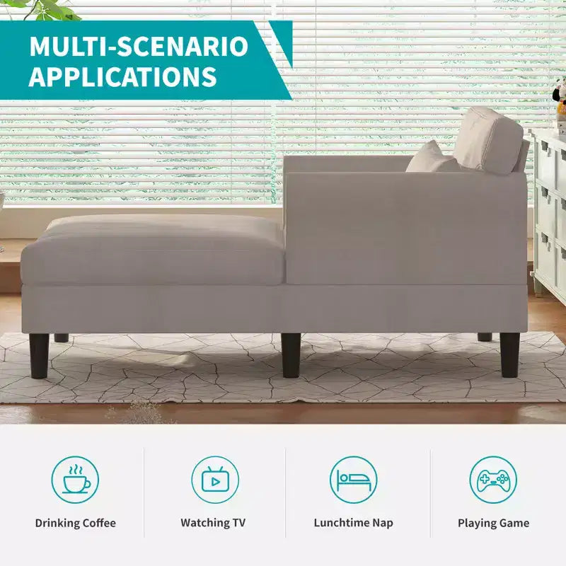 Mjkone 37'' Ice Velvet Chaise Lounge Sofa Couch