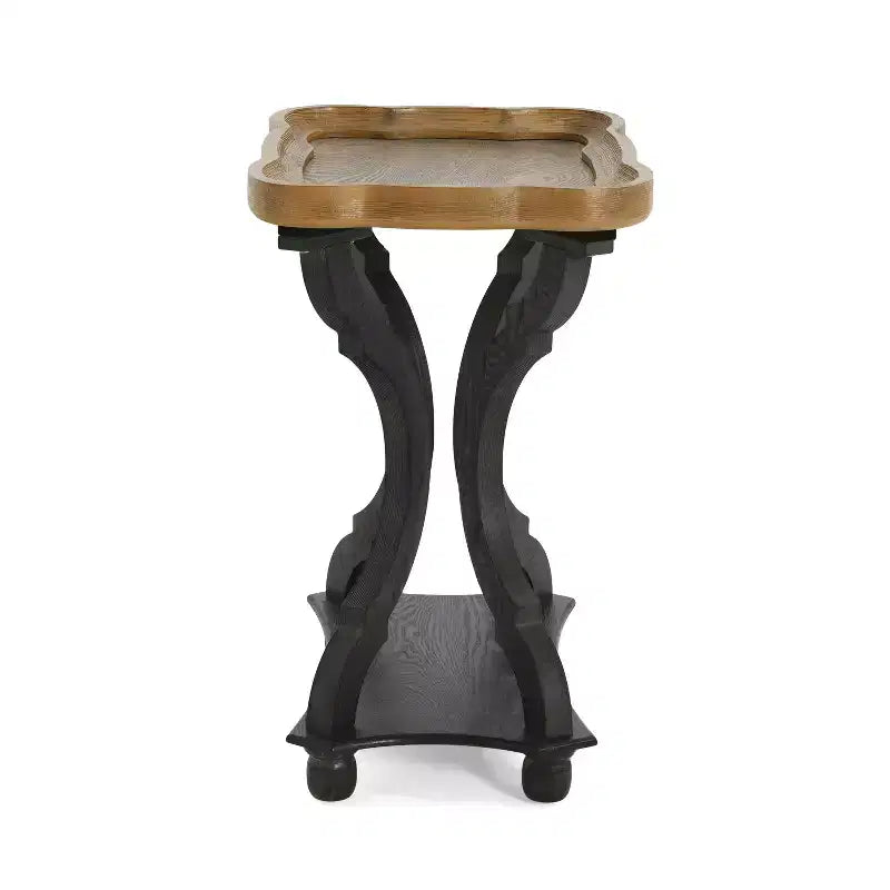 Vintage Hourglass Shape Wood Side Table – Accent End Table