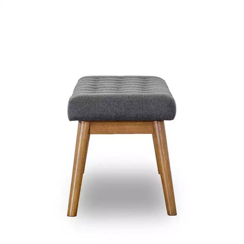 Modern Button-Tufted Fabric Upholstered Solid Wood Bench – 43 Inch