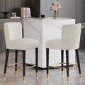 Set of 2 Upholstered Counter Stools Bar Stools Dining Chairs Accent chairs Armless Chairs Pub Kitchen Stools with Footrest, Beige/Gray-ModernLuxe