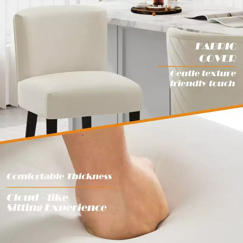 Set of 2 Upholstered Counter Bar Stools with Footrest – Beige/Gray