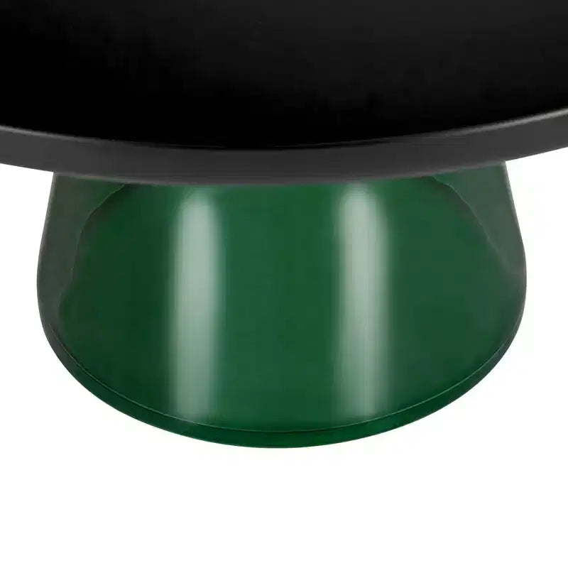 Round Glass Coffee Table with Black Rim & Metal Frame for Living Room