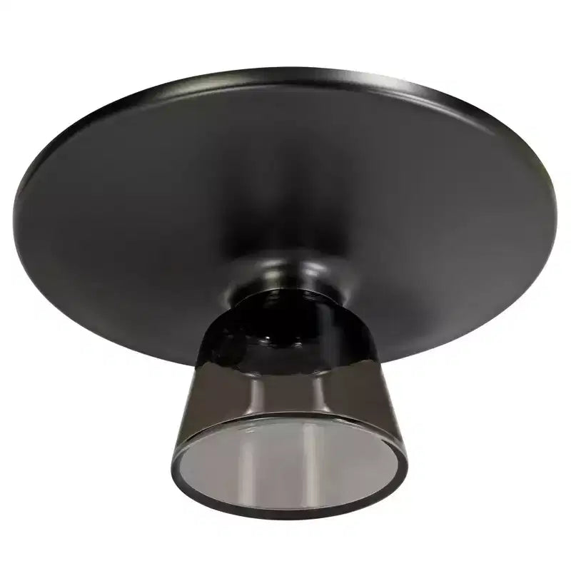 Round Glass Coffee Table with Black Rim & Metal Frame for Living Room