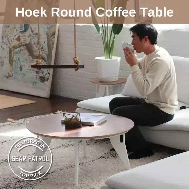 34-Inch Round Foldable Coffee Table – One-Click Assembly, Minimalist Design