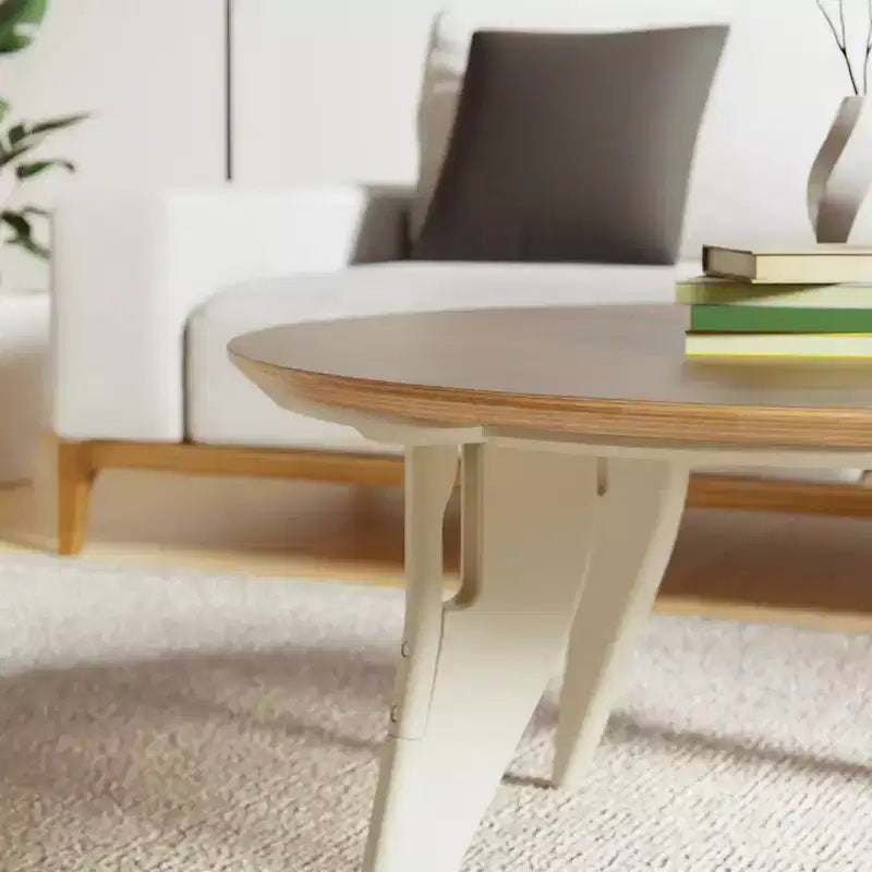 34-Inch Round Foldable Coffee Table – One-Click Assembly, Minimalist Design