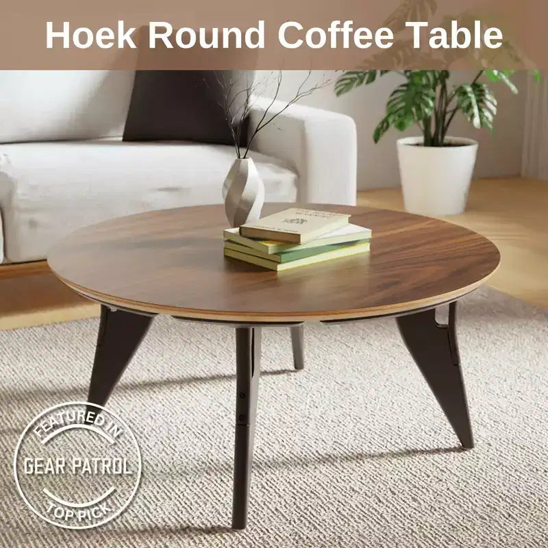 34-Inch Round Foldable Coffee Table – One-Click Assembly, Minimalist Design