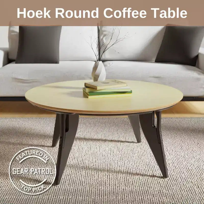 34-Inch Round Foldable Coffee Table – One-Click Assembly, Minimalist Design