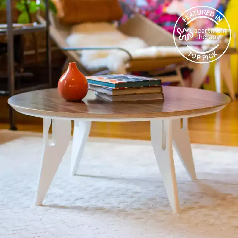 34-Inch Round Foldable Coffee Table – One-Click Assembly, Minimalist Design
