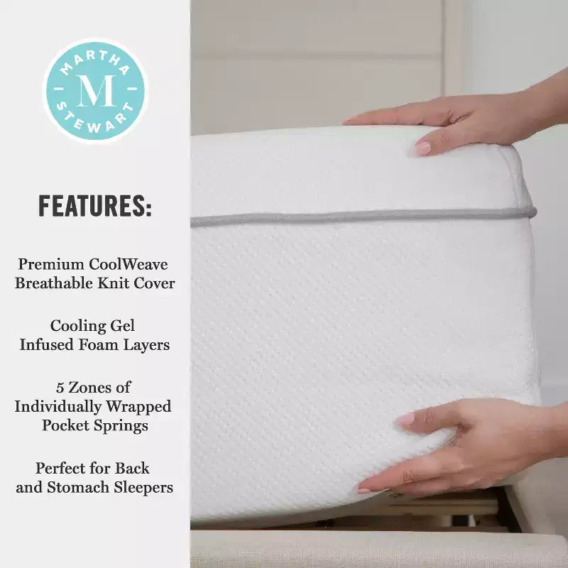 12-Inch Firm Hybrid Cooling Mattress with Pocket Springs & CoolWeave Knitted Top