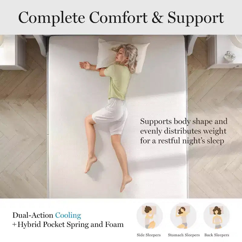 12-Inch Firm Hybrid Cooling Mattress with Pocket Springs & CoolWeave Knitted Top