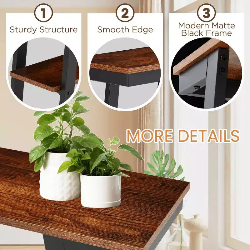 EROMMY 29.9 Console Table,Brown