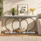 EROMMY 55.1 Console Table With Hooks,Gray