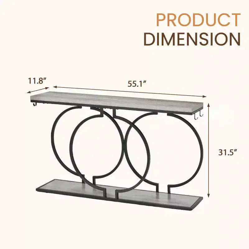 EROMMY 55.1 Console Table With Hooks,Gray