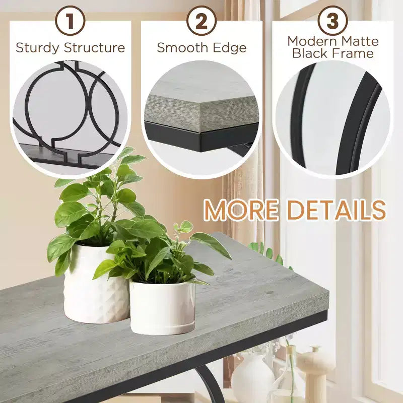 EROMMY 55.1 Console Table With Hooks,Gray
