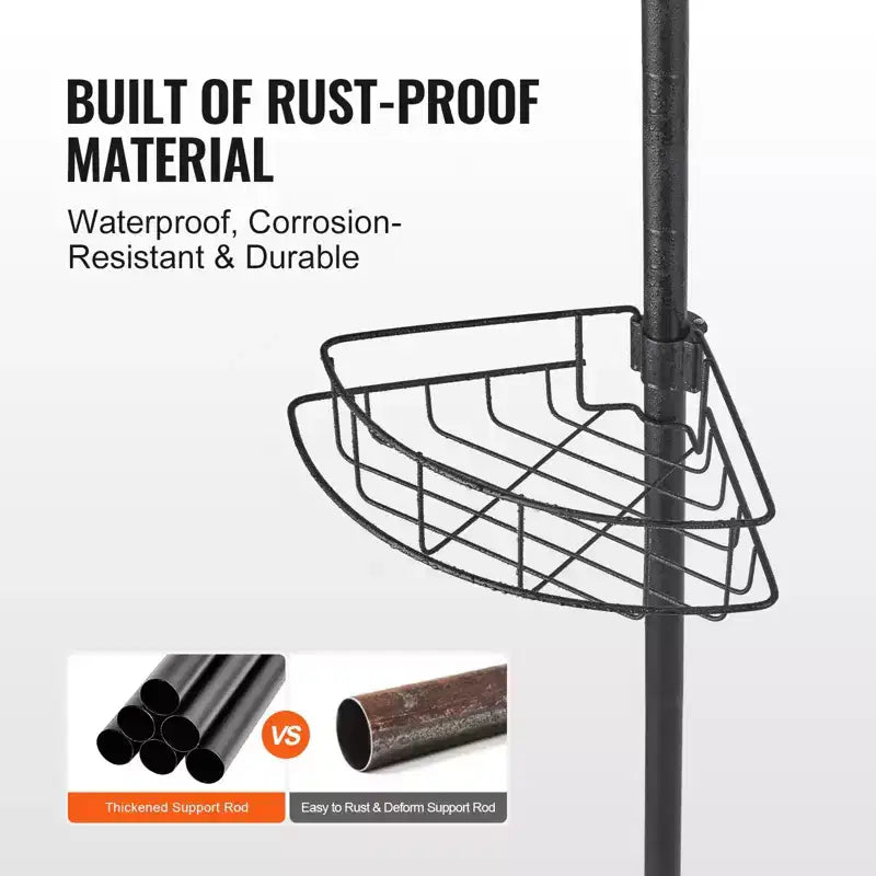 4-Shelf Shower Corner Caddy Tension Pole Adjustable 56-114 in Rust-Resistant Bathroom Organizer
