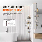 Organizzatore da bagno a palo a tensione ad angolo per doccia a 3 ripiani, regolabile da 99 a 317 cm, resistente alla ruggine