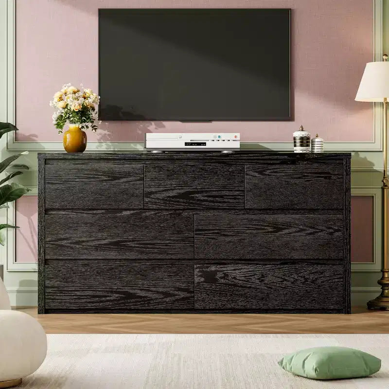 7 Drawer Dresser for Bedroom, Wide Modern Wooden Chest of Drawers with Large Storage, Wood Dresser Organizer for Living Room, Hallway, Entryway
