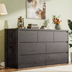 7 Drawer Dresser for Bedroom, Wide Modern Wooden Chest of Drawers with Large Storage, Wood Dresser Organizer for Living Room, Hallway, Entryway