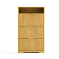VIYET 54 Tall Freestanding Shoe Cabinet - Natural Particle Board+MDF, 3 Flip Drawers, Adjustable Shelves, Hidden Entryway Storage