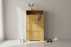 VIYET 54 Tall Freestanding Shoe Cabinet - Natural Particle Board+MDF, 3 Flip Drawers, Adjustable Shelves, Hidden Entryway Storage