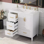 Mobile bagno da 36 pollici con lavabo, armadietto con ante a chiusura ammortizzata, 4 cassetti a chiusura ammortizzata e maniglie in metallo